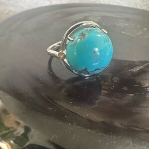 925 silver turquoise citrine statement ring almost size 11